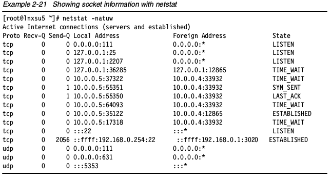 使用netstat显示socket信息